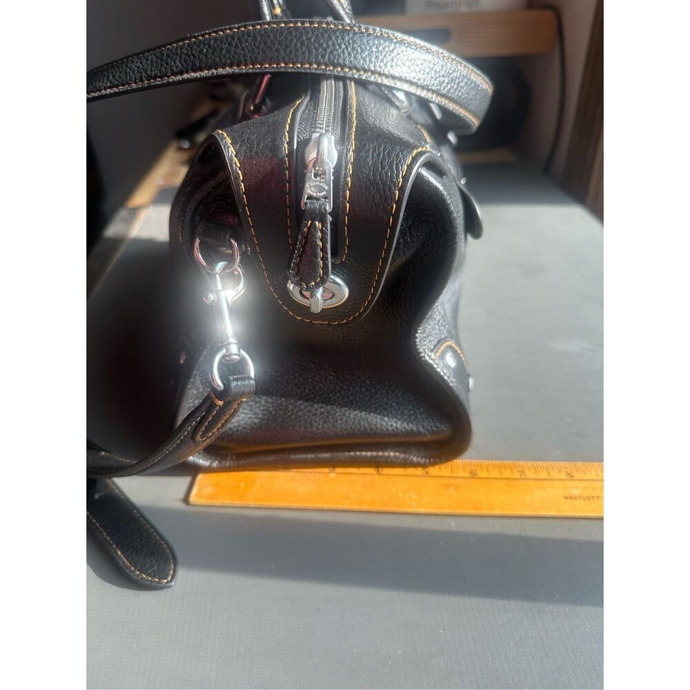 COACH Millie Black Silver Logo Leather Satchel Crossbody Shoulder Bag $550 - Picture 13 of 14